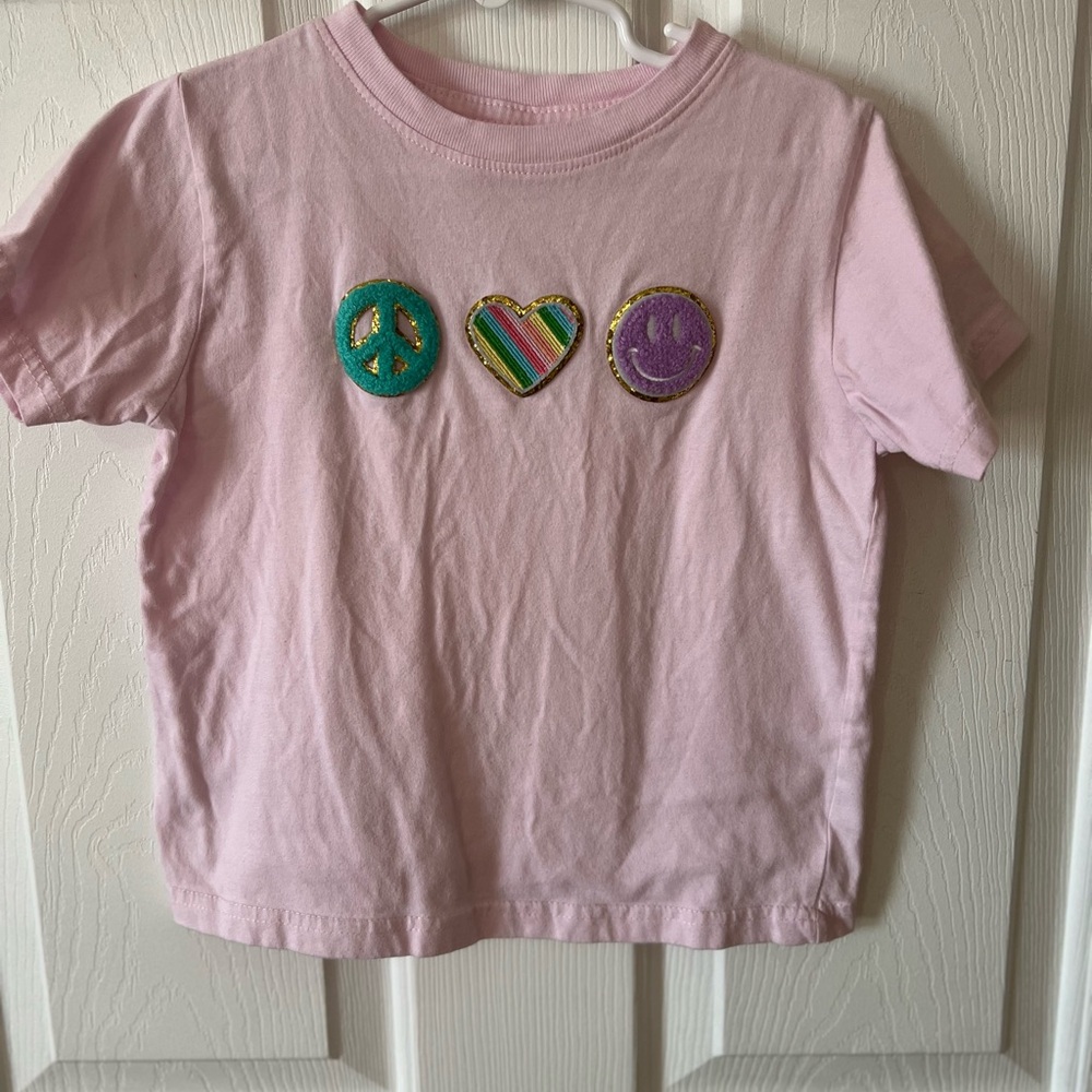 Charming Pink Kids Tee with Fun Patches